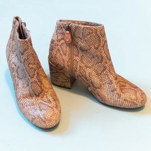 Gentle Soles Blaise Genuine Leather Snakeprint Block Heeled Ankle Boot Size 6.5